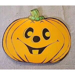 Vintage Halloween Die Cut Pumpkin  9"x8" Jack-O-Lantern Fall Decor